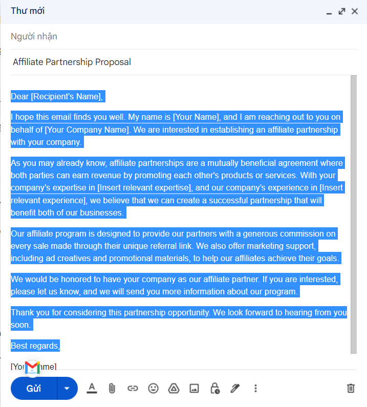 Insert nội dung mail sử dụng chatGPT for Gmail