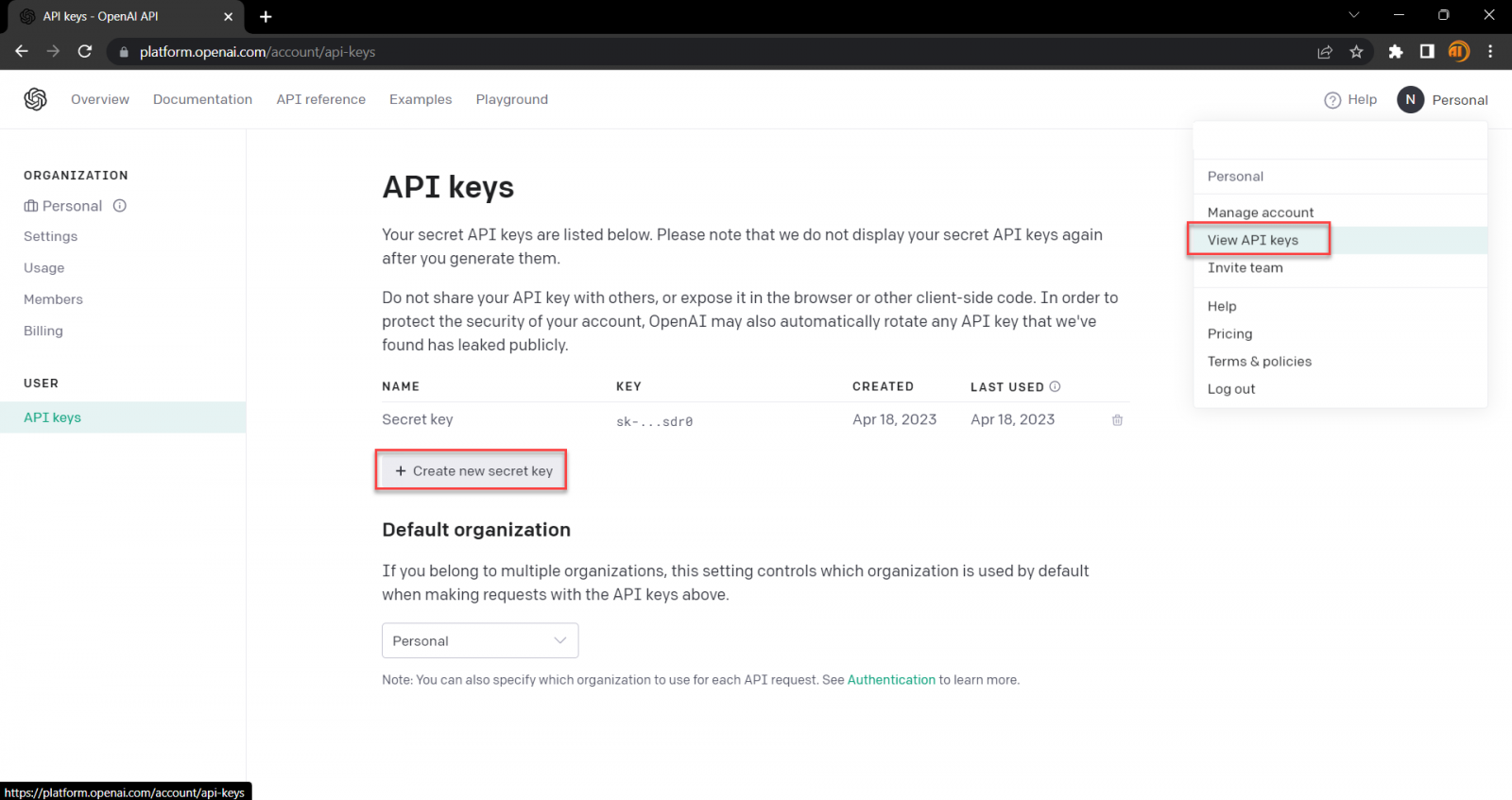 cài đặt OpenAI API key để sử dụng chatGPt for Google Sheets and DocsGoogle 